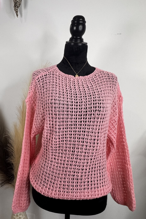 Pink cardigan sweater